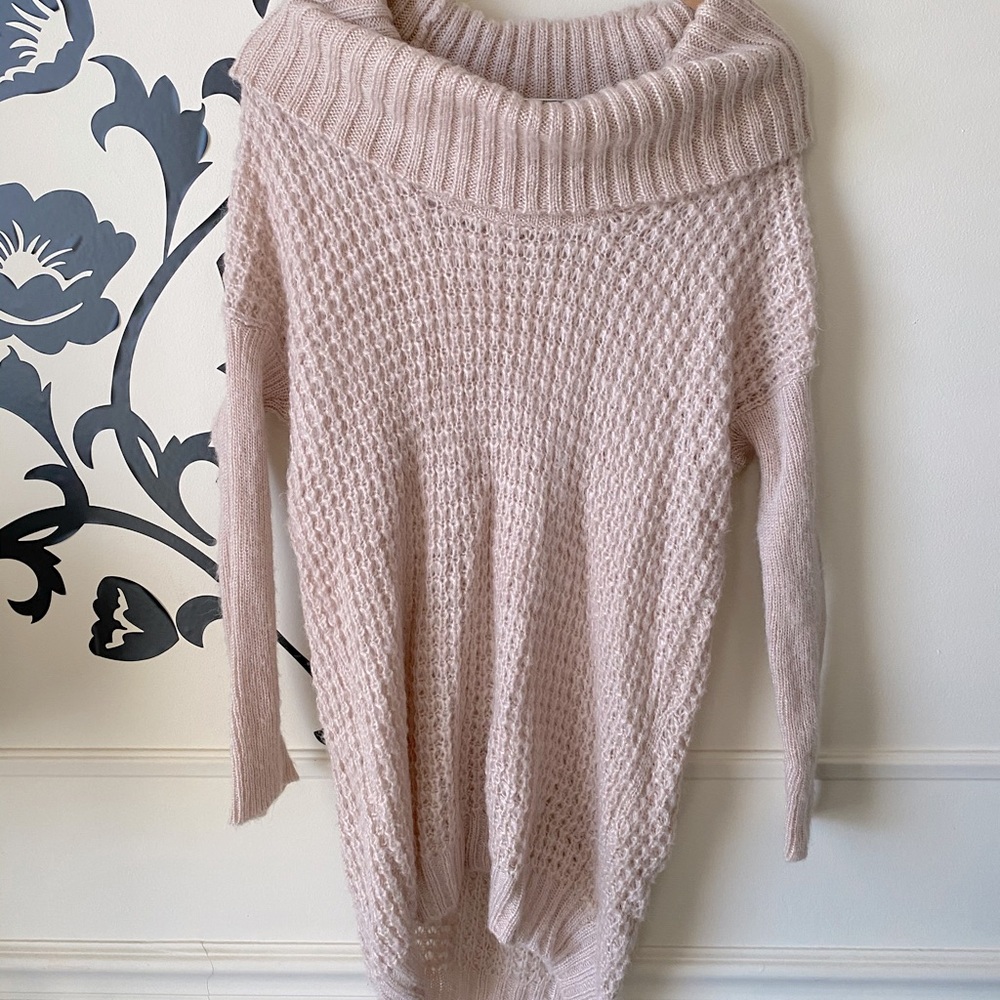 Off the Shoulder Rose Sweater Dress